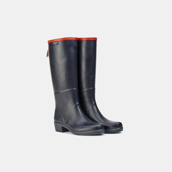 Aigle The Heeled Rain Boots Women Black ZA-14802